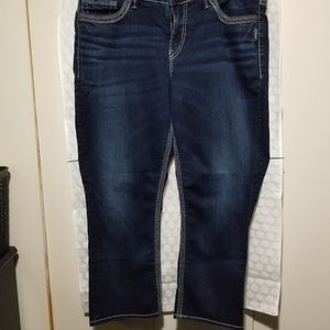Silver Jeans Suki Mid Capri, Sz 16, Dark wash